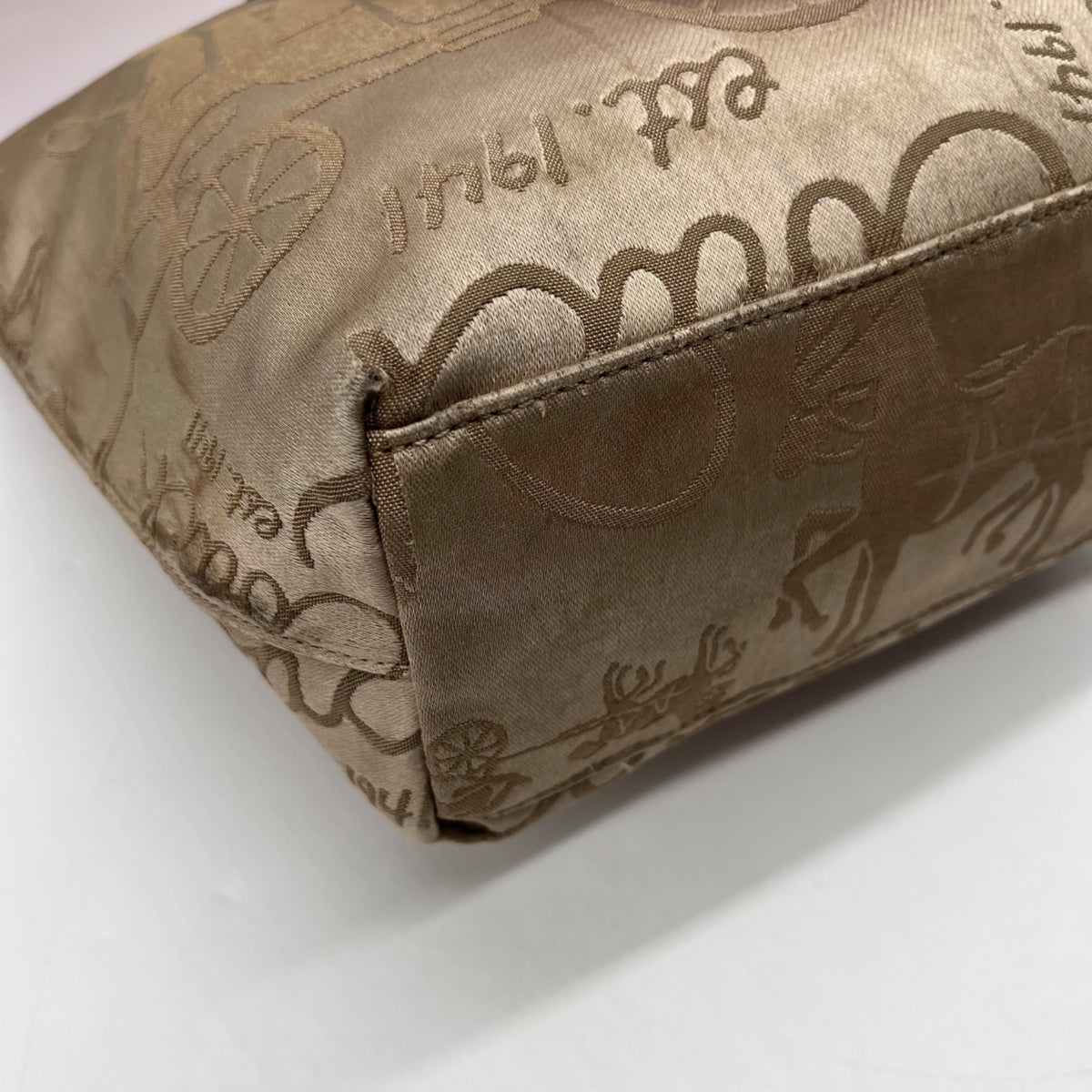 Coach Khaki And Pink Horse &amp; Carriage Canvas Tote F14482
