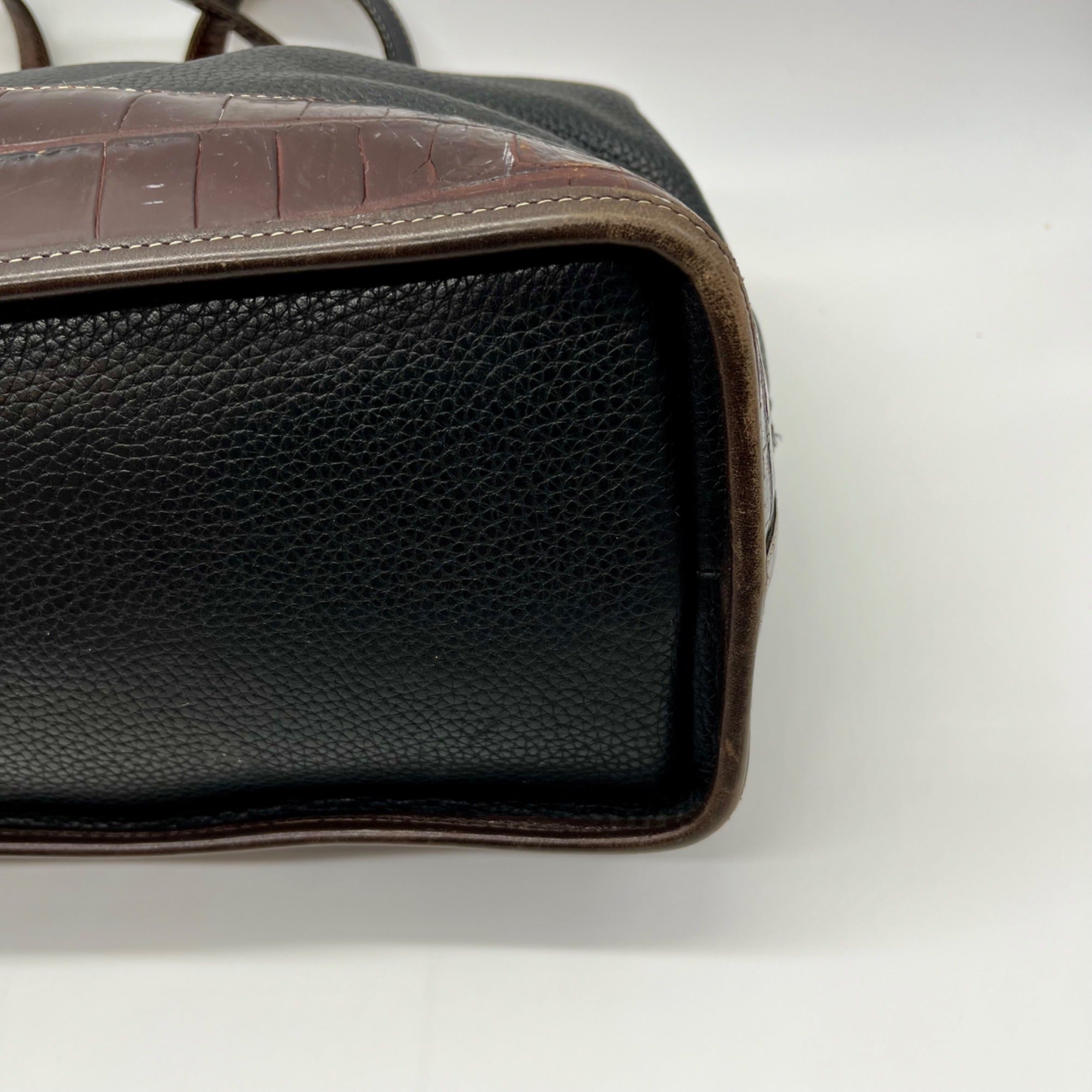 Brighton Black Crocodile-Embossed Pebbled Leather Shoulder Bag