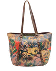 Patricia Nash Brown Leather Winter Bloom Print Benvenuto Tote Bag