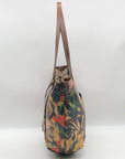 Patricia Nash Brown Leather Winter Bloom Print Benvenuto Tote Bag