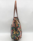 Patricia Nash Brown Leather Winter Bloom Print Benvenuto Tote Bag