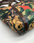 Patricia Nash Brown Leather Winter Bloom Print Benvenuto Tote Bag