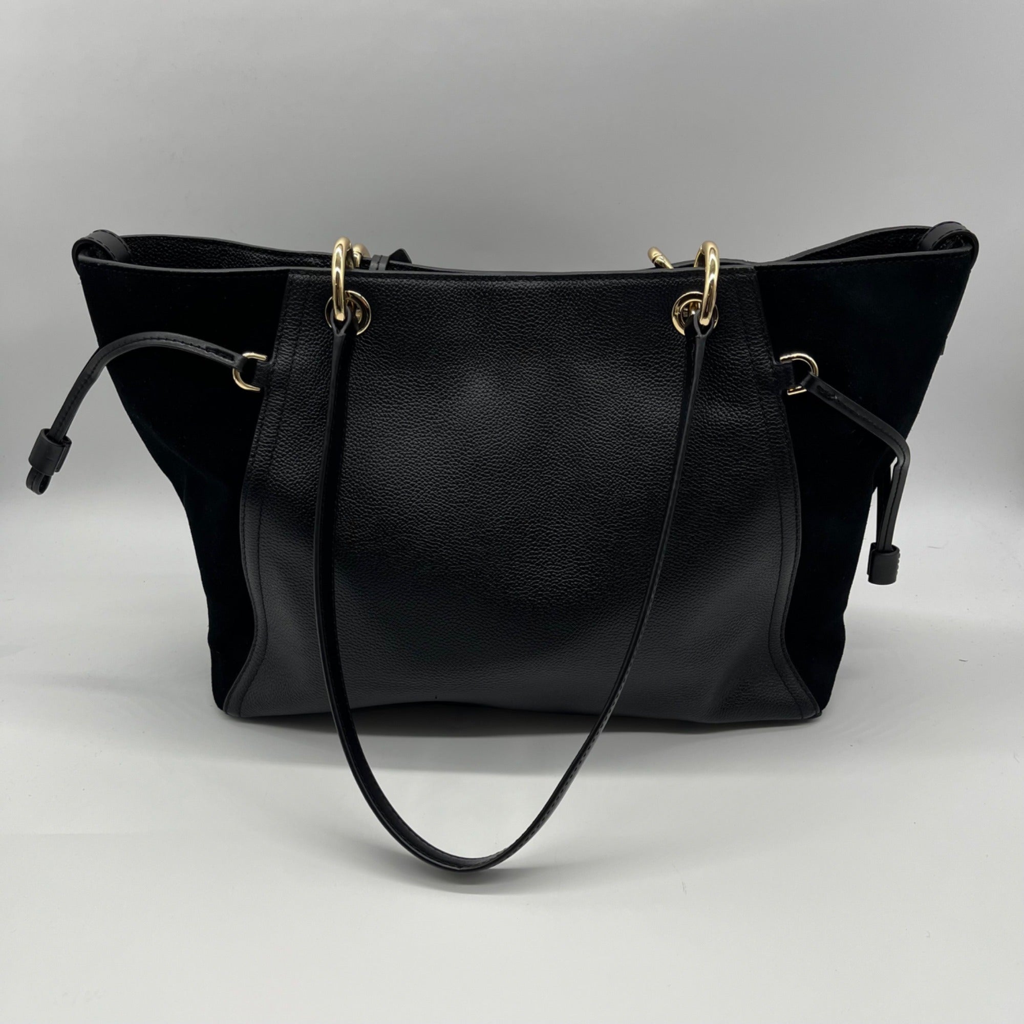 Michael Kors Black Pebbled Leather &amp; Suede Shoulder Bag