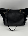 Michael Kors Black Pebbled Leather & Suede Shoulder Bag