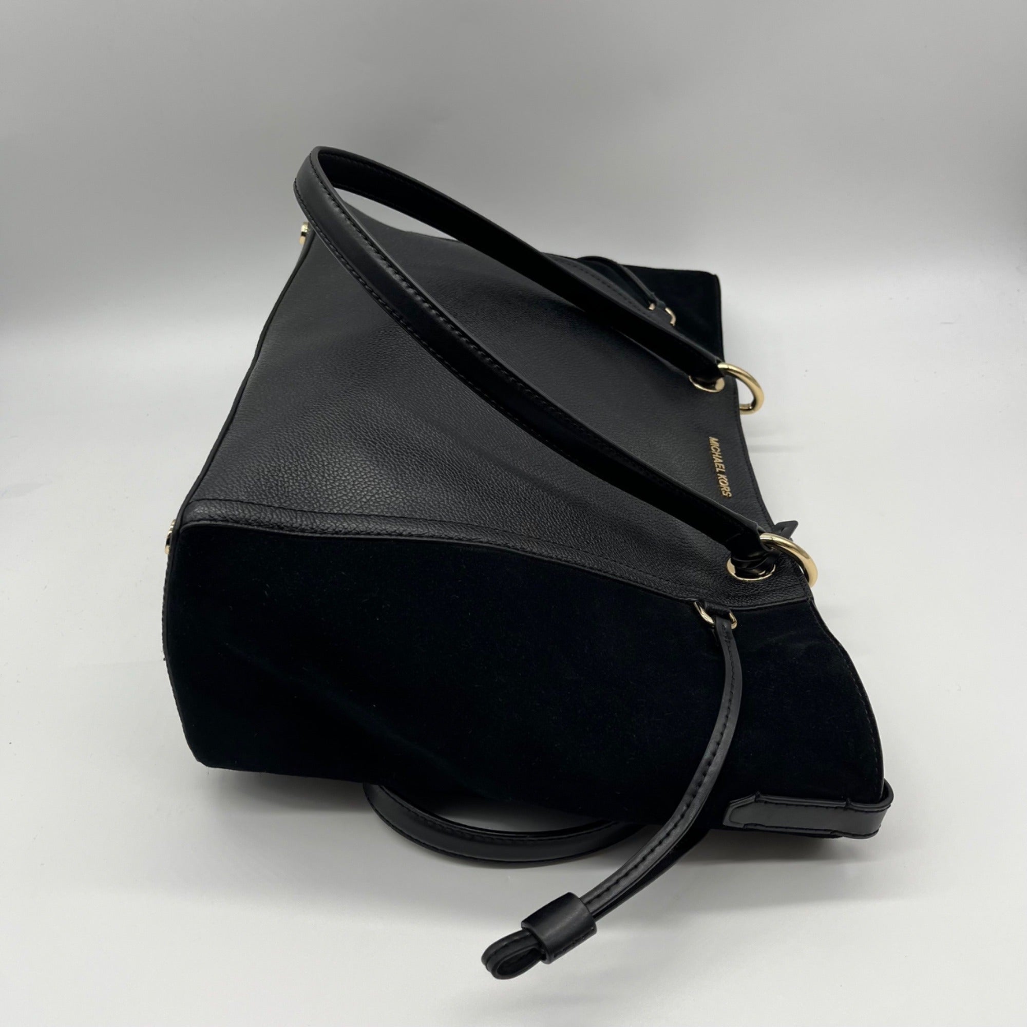 Michael Kors Black Pebbled Leather &amp; Suede Shoulder Bag