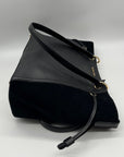 Michael Kors Black Pebbled Leather & Suede Shoulder Bag