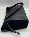 Michael Kors Black Pebbled Leather & Suede Shoulder Bag