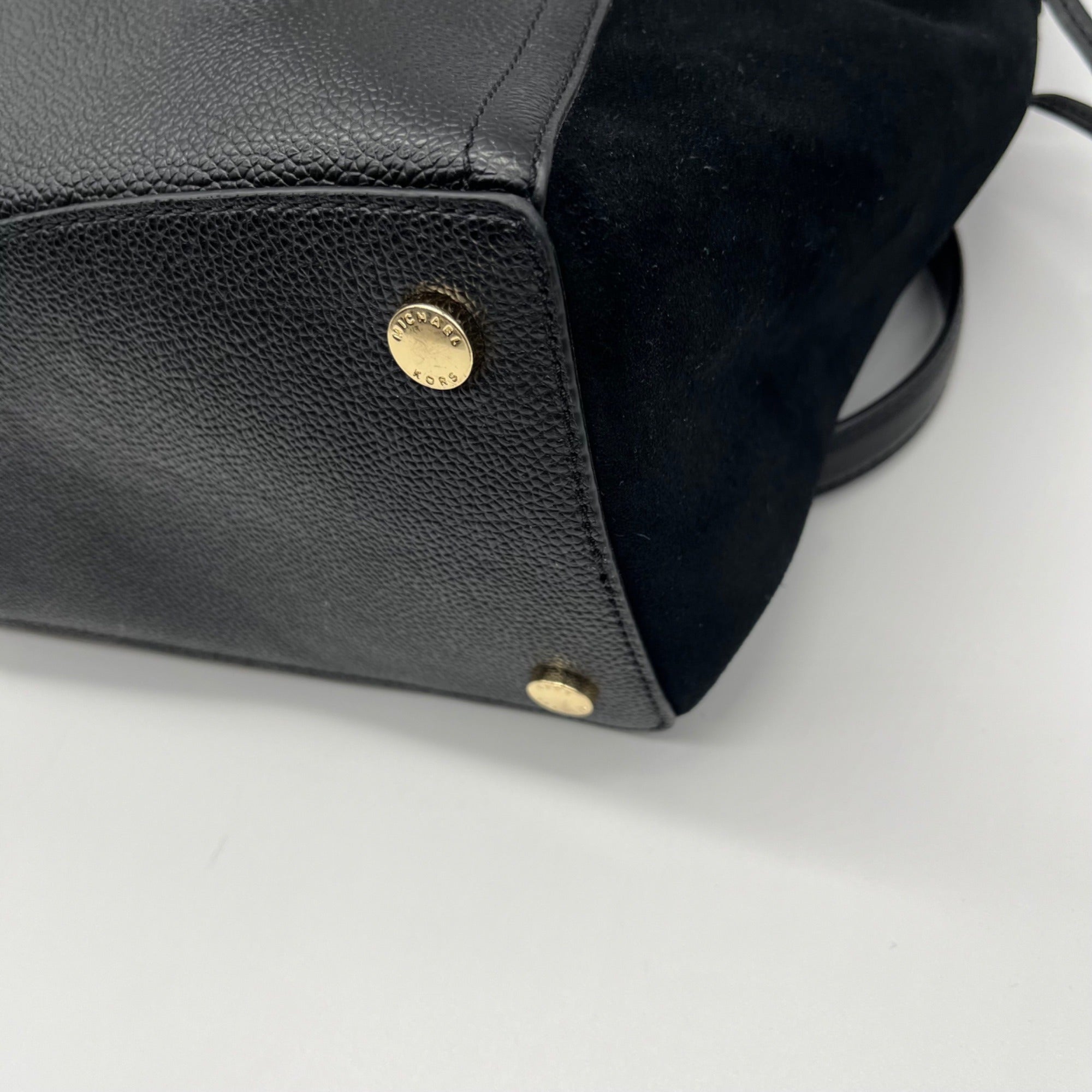 Michael Kors Black Pebbled Leather &amp; Suede Shoulder Bag