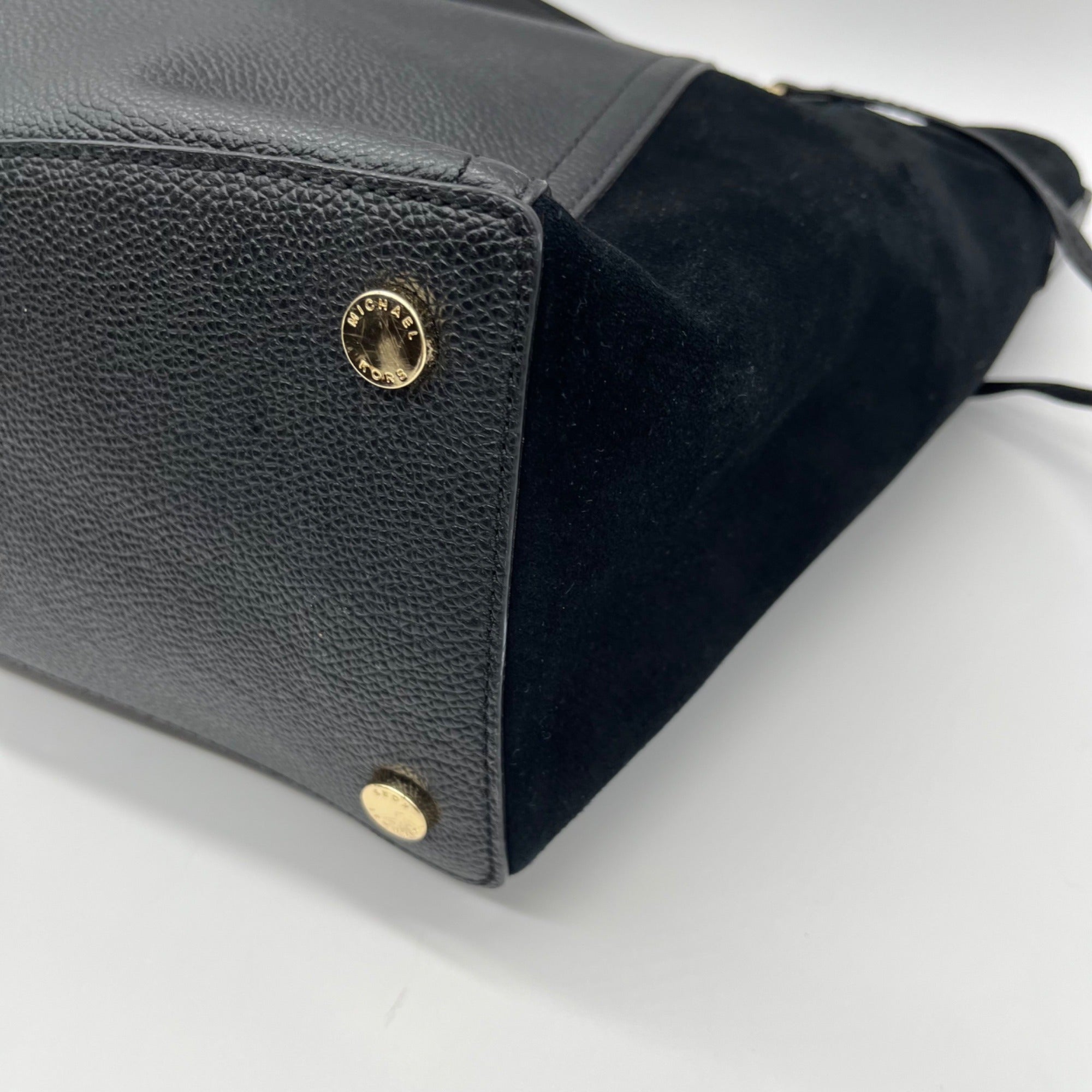 Michael Kors Black Pebbled Leather &amp; Suede Shoulder Bag