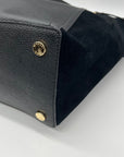 Michael Kors Black Pebbled Leather & Suede Shoulder Bag