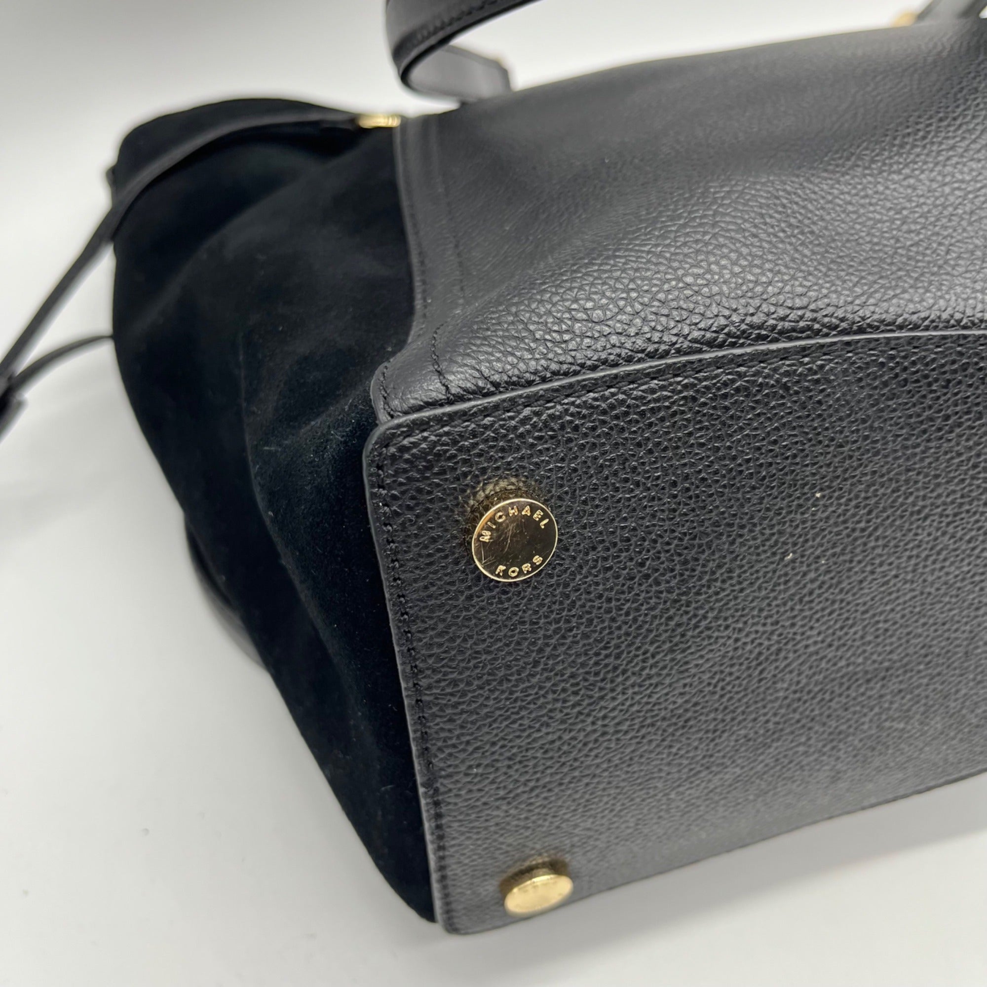 Michael Kors Black Pebbled Leather &amp; Suede Shoulder Bag