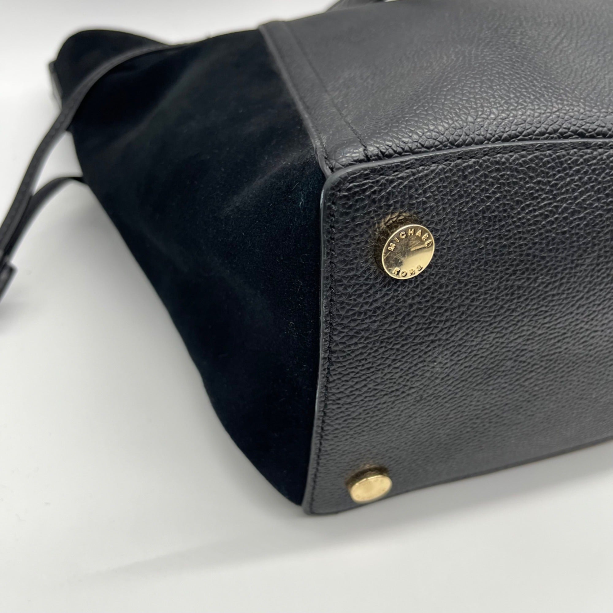 Michael Kors Black Pebbled Leather &amp; Suede Shoulder Bag