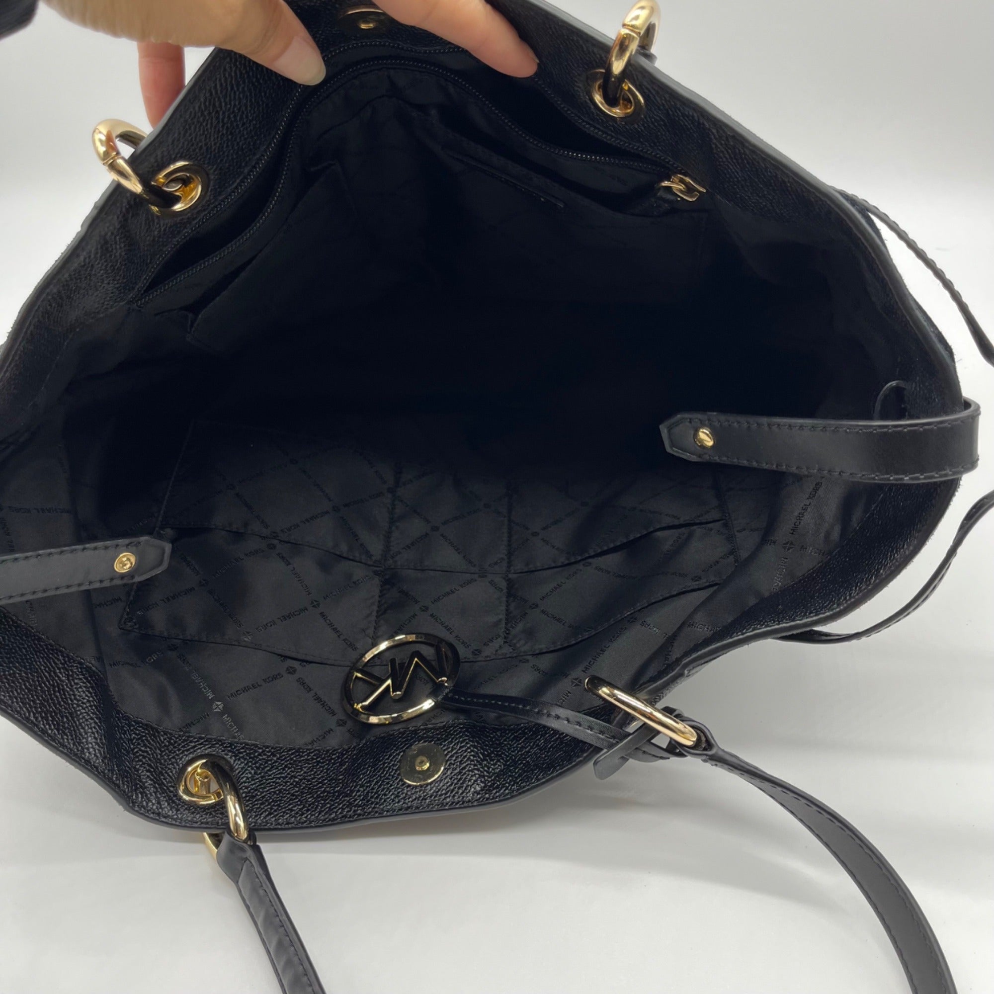 Michael Kors Black Pebbled Leather &amp; Suede Shoulder Bag