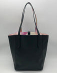 Betsey Johnson Black Faux Leather Triple Compartment Shoulder Tote Bag