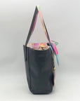 Betsey Johnson Black Faux Leather Triple Compartment Shoulder Tote Bag