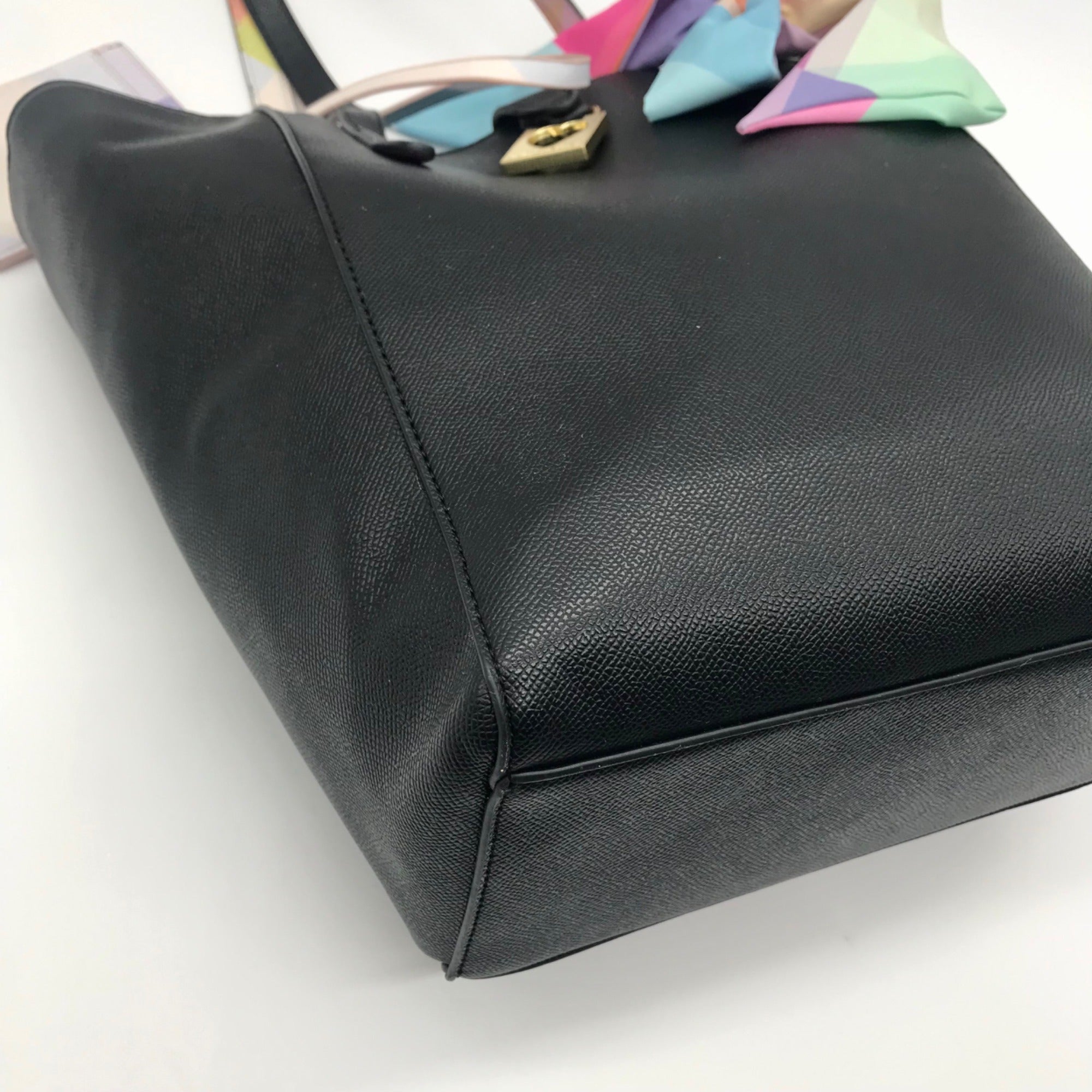 Betsey Johnson Black Faux Leather Triple Compartment Shoulder Tote Bag