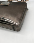 Michael Kors Metallic Gray Monogram Patent Leather Jet Set Crossbody