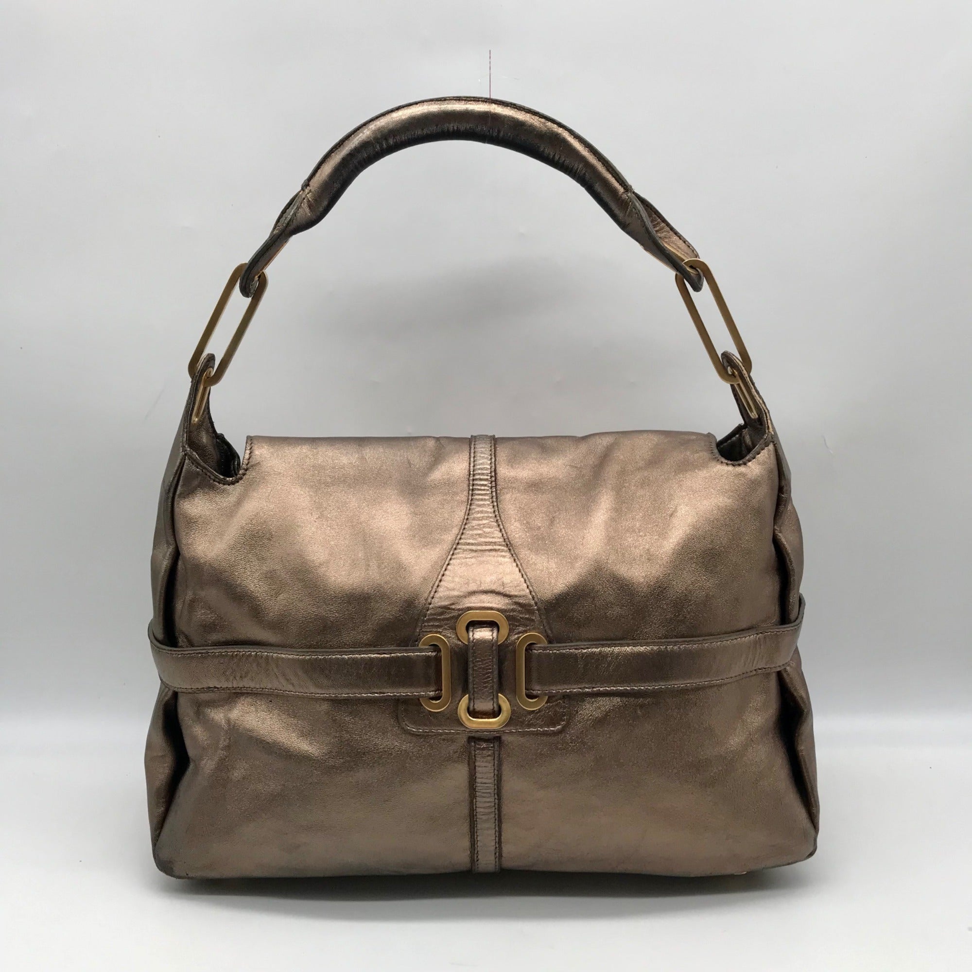 Jimmy Choo Metallic Bronze Leather Tulita Hobo Bag
