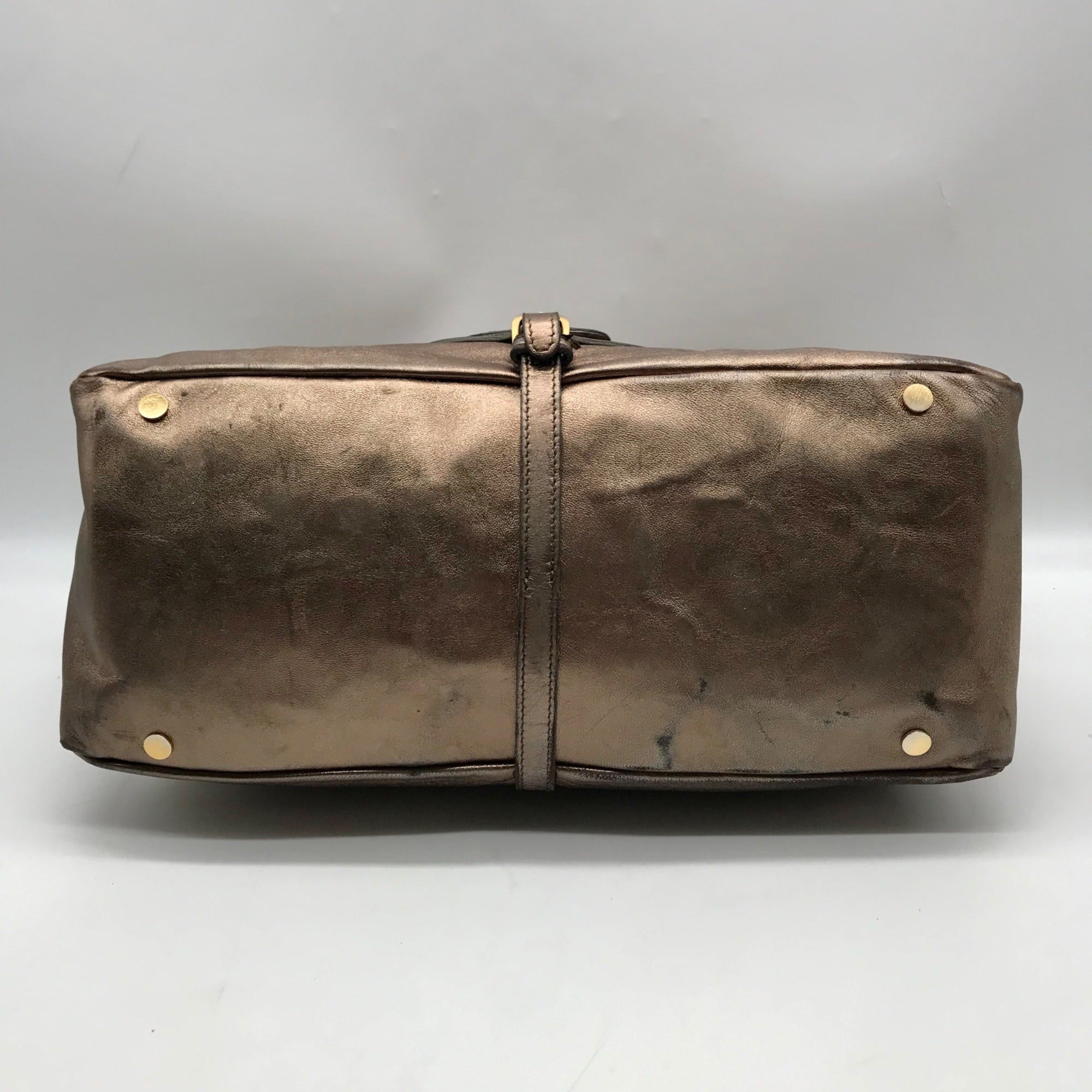 Jimmy Choo Metallic Bronze Leather Tulita Hobo Bag