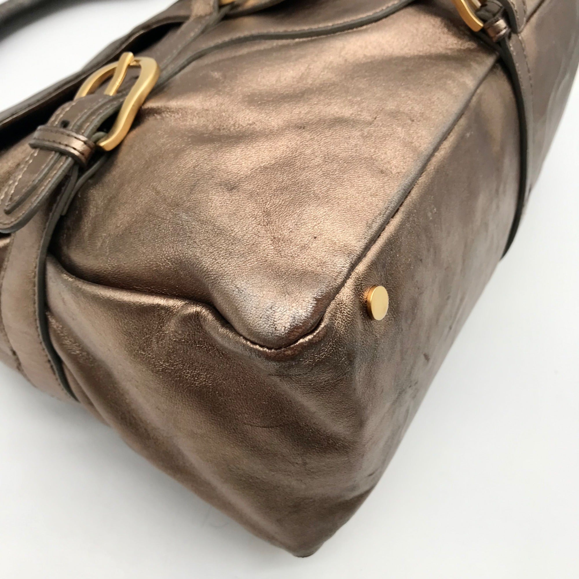 Jimmy Choo Metallic Bronze Leather Tulita Hobo Bag
