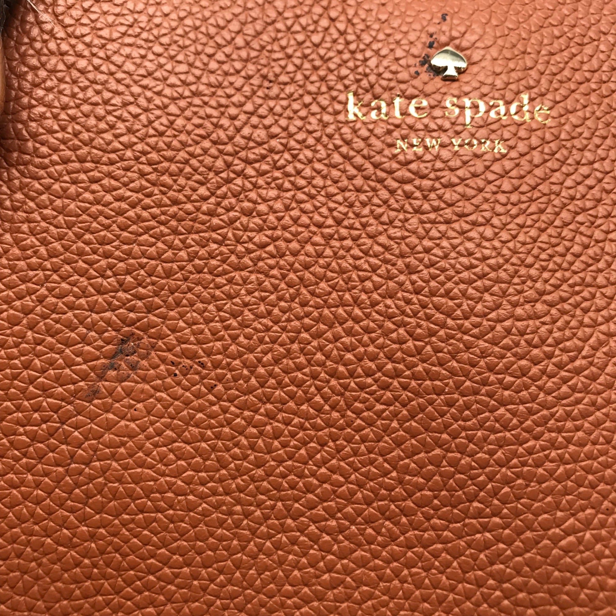 Kate Spade Larchmont Avenue Evangelie Warm Gingerbread Pebbled Leather Laptop Tote