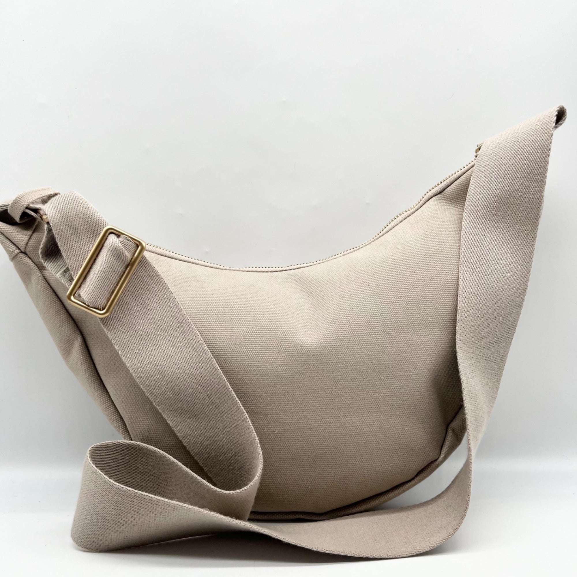 July Beige Canvas Crescent Everyday Crossbody Bag