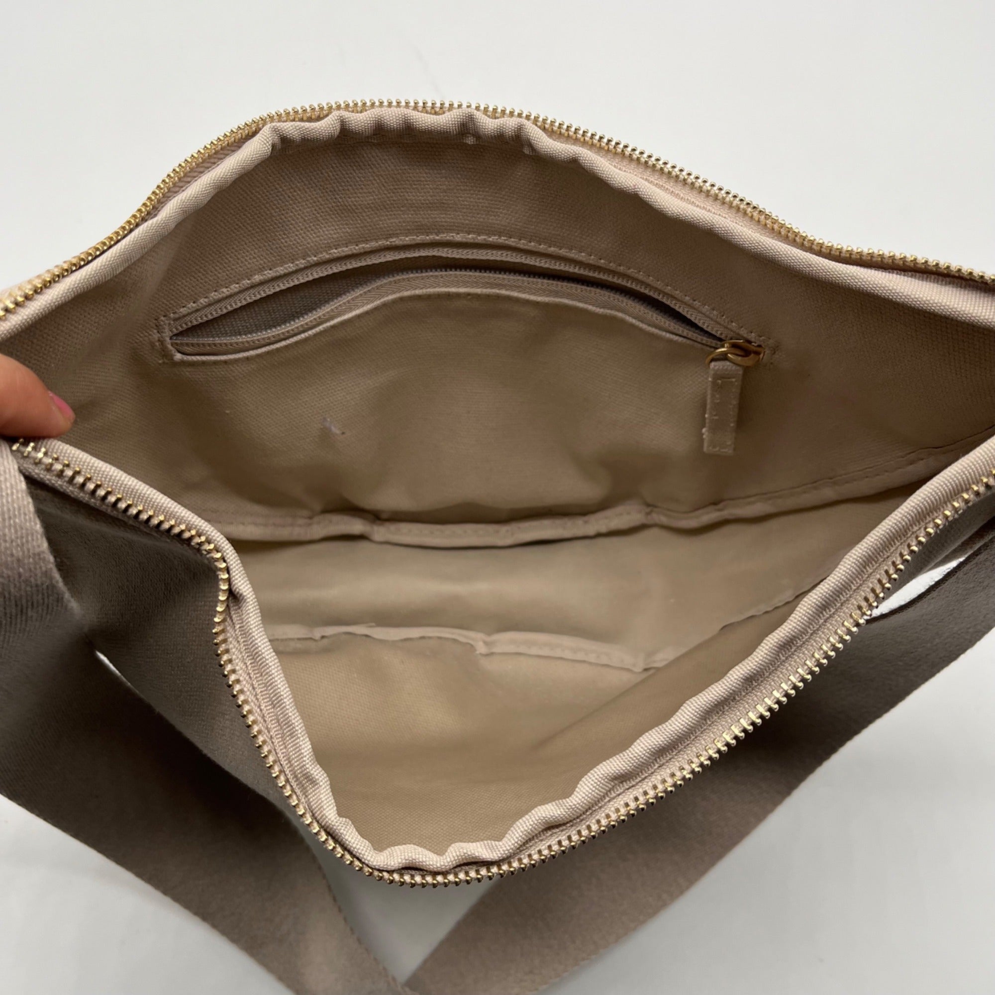 July Beige Canvas Crescent Everyday Crossbody Bag