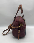 Fossil Red Leather Patchwork Satchel Bag