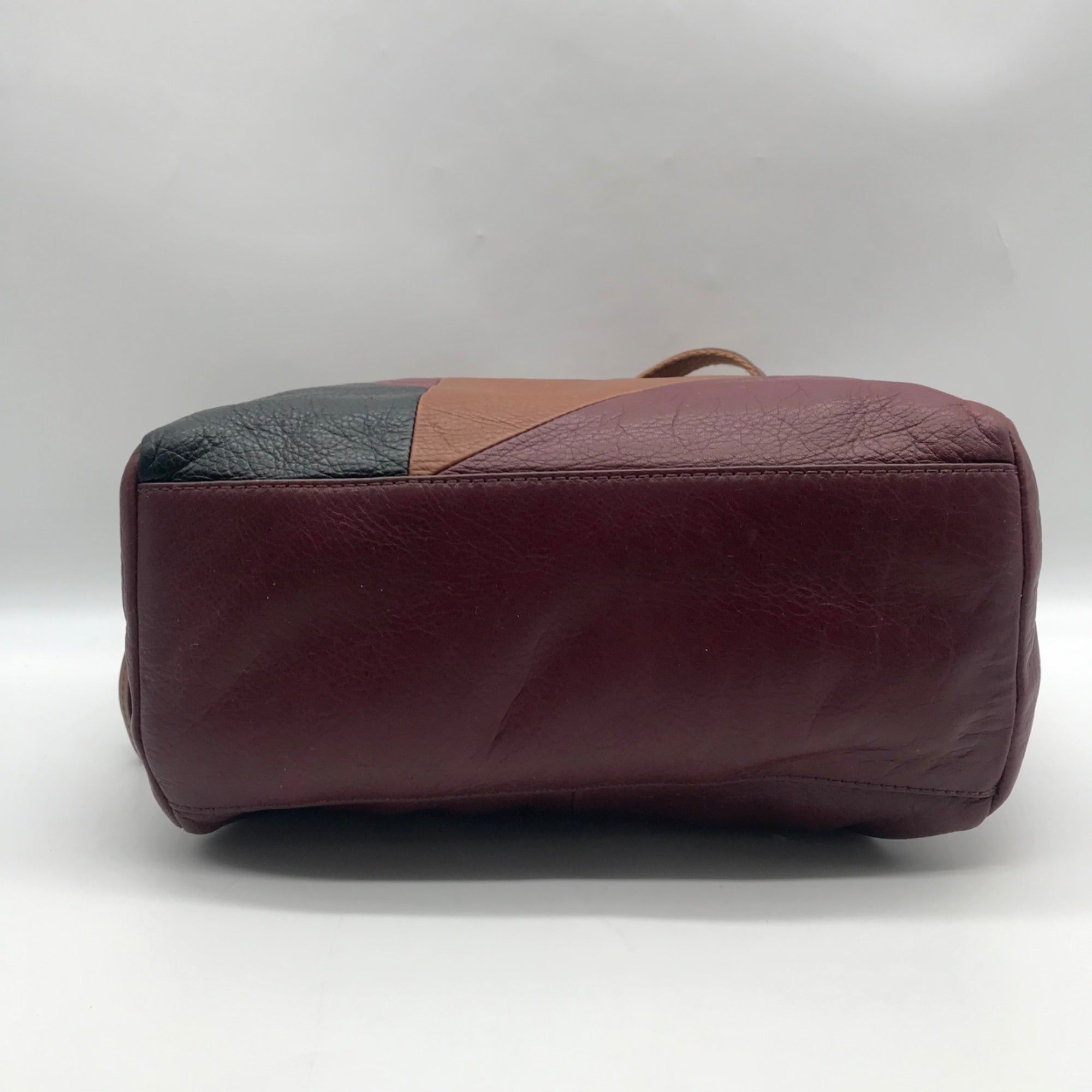 Fossil Red Leather Patchwork Satchel Bag