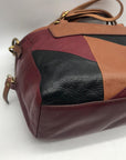 Fossil Red Leather Patchwork Satchel Bag