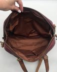 Fossil Red Leather Patchwork Satchel Bag