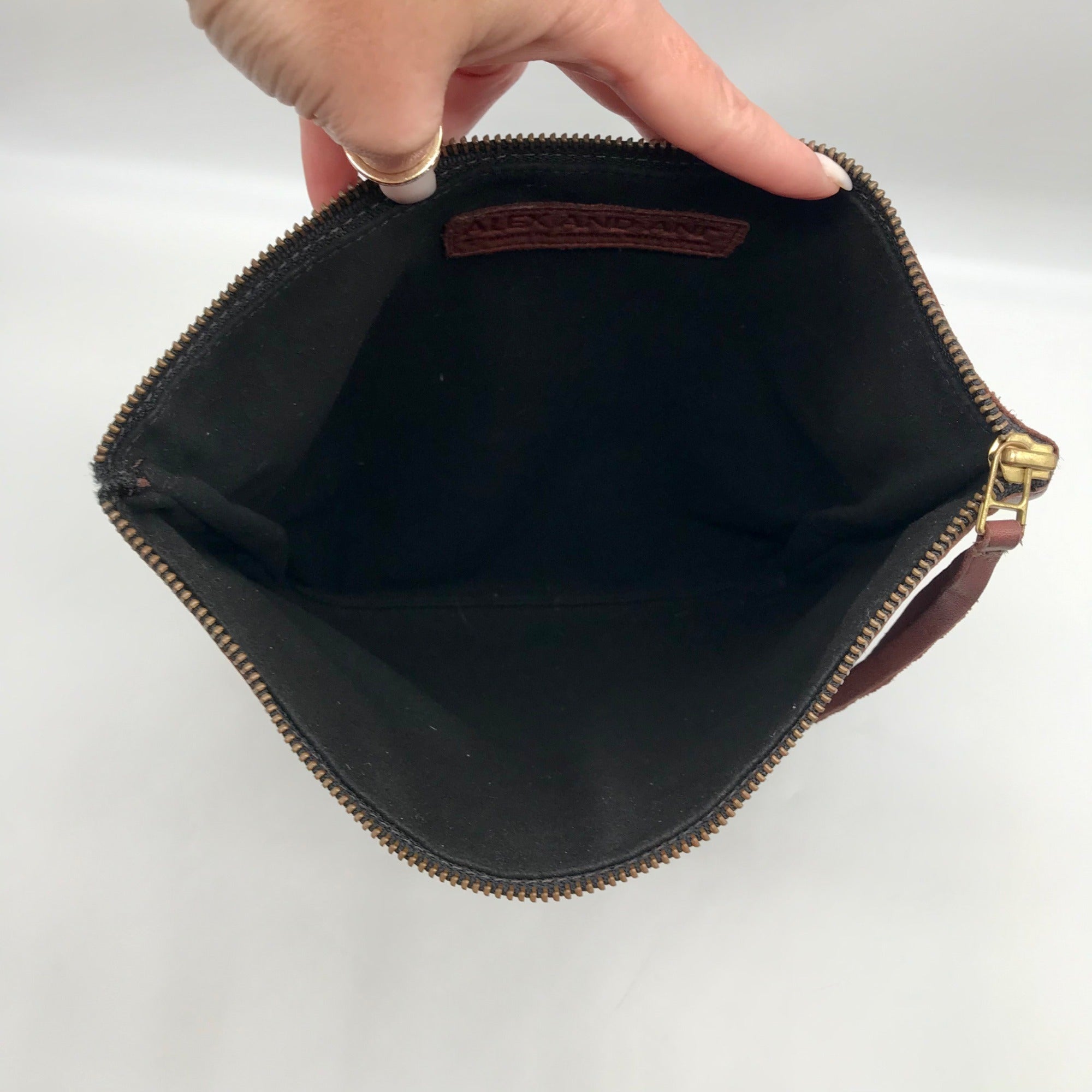 Alex And Ani Brown Leather Gabriel Fold Over Clutch