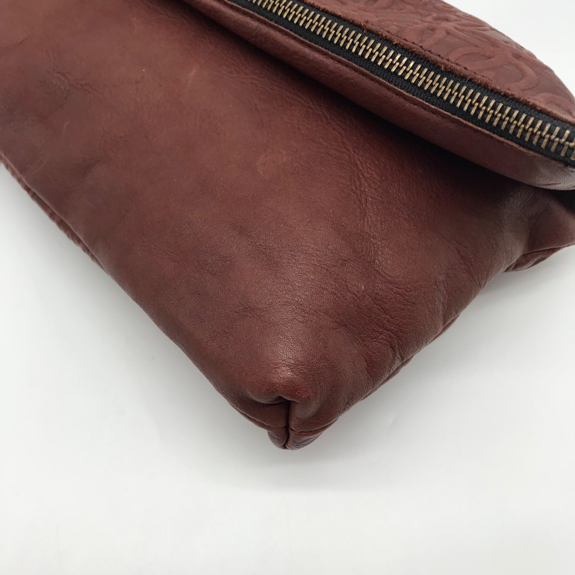 Alex And Ani Brown Leather Gabriel Fold Over Clutch