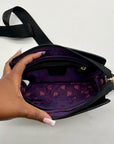 Anuschka Hand-Painted Leather Black Floral and Cheetah Design Crossbody