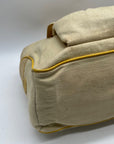 Celine Beige And Yellow Canvas Boogie Satchel Bag