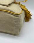 Celine Beige And Yellow Canvas Boogie Satchel Bag
