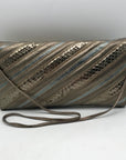 Oleg Cassini Vintage Metallic Snakeskin Leather Crossbody Clutch