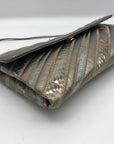 Oleg Cassini Vintage Metallic Snakeskin Leather Crossbody Clutch