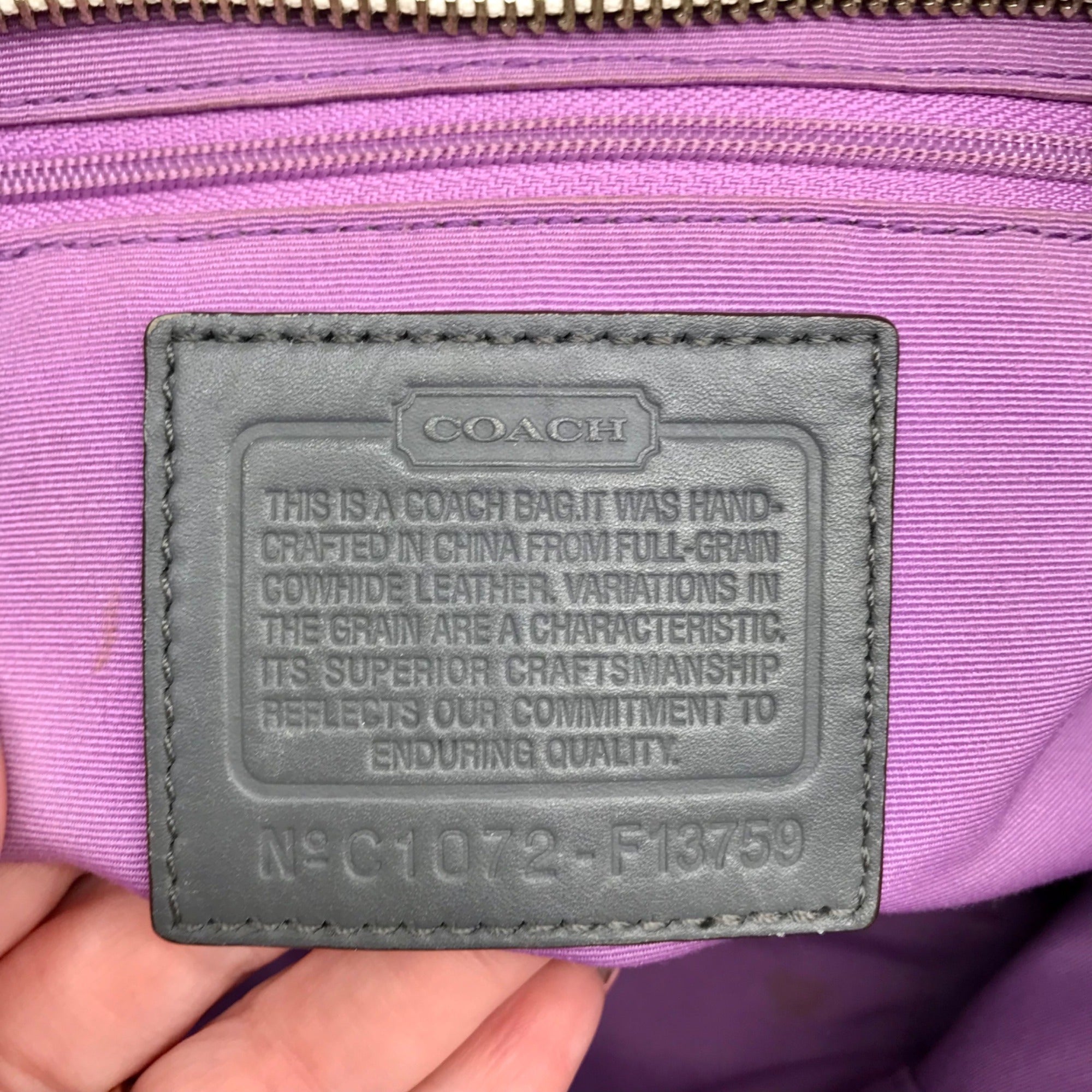 Coach Off White &amp; Grey Pleated Leather Gallery Tote Bag F13759