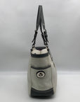 Coach Off White & Grey Pleated Leather Gallery Tote Bag F13759