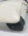 Coach Off White & Grey Pleated Leather Gallery Tote Bag F13759