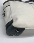 Coach Off White & Grey Pleated Leather Gallery Tote Bag F13759
