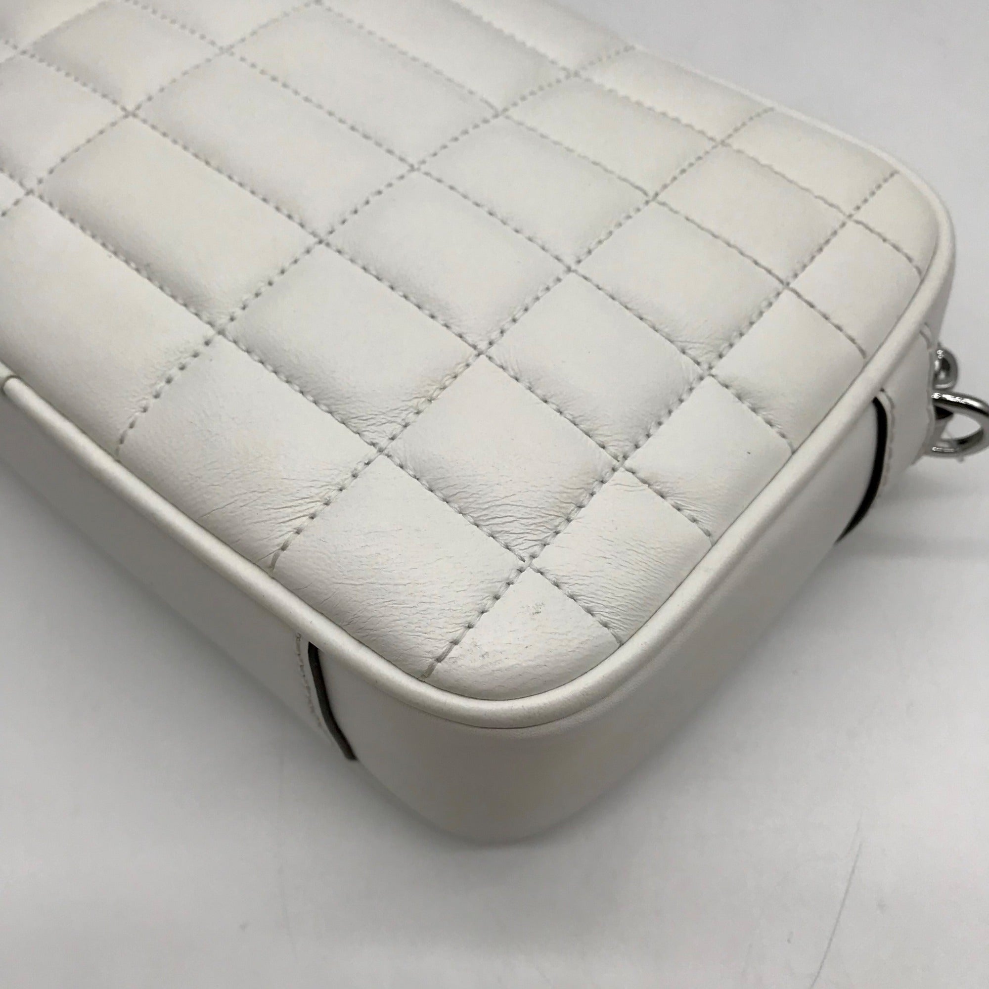 Michael Kors Optic White Quilted Leather Jet Set Crossbody Bag