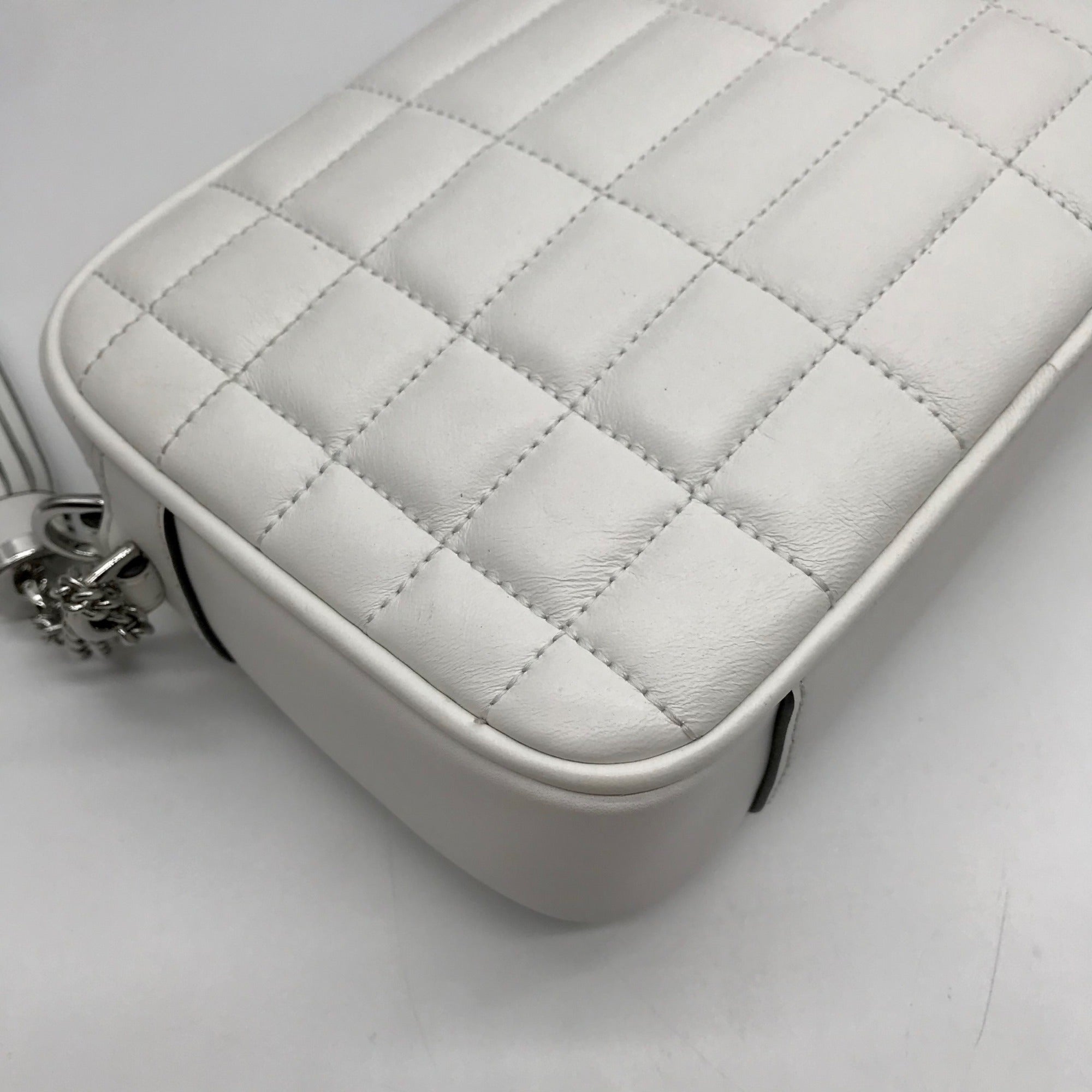 Michael Kors Optic White Quilted Leather Jet Set Crossbody Bag