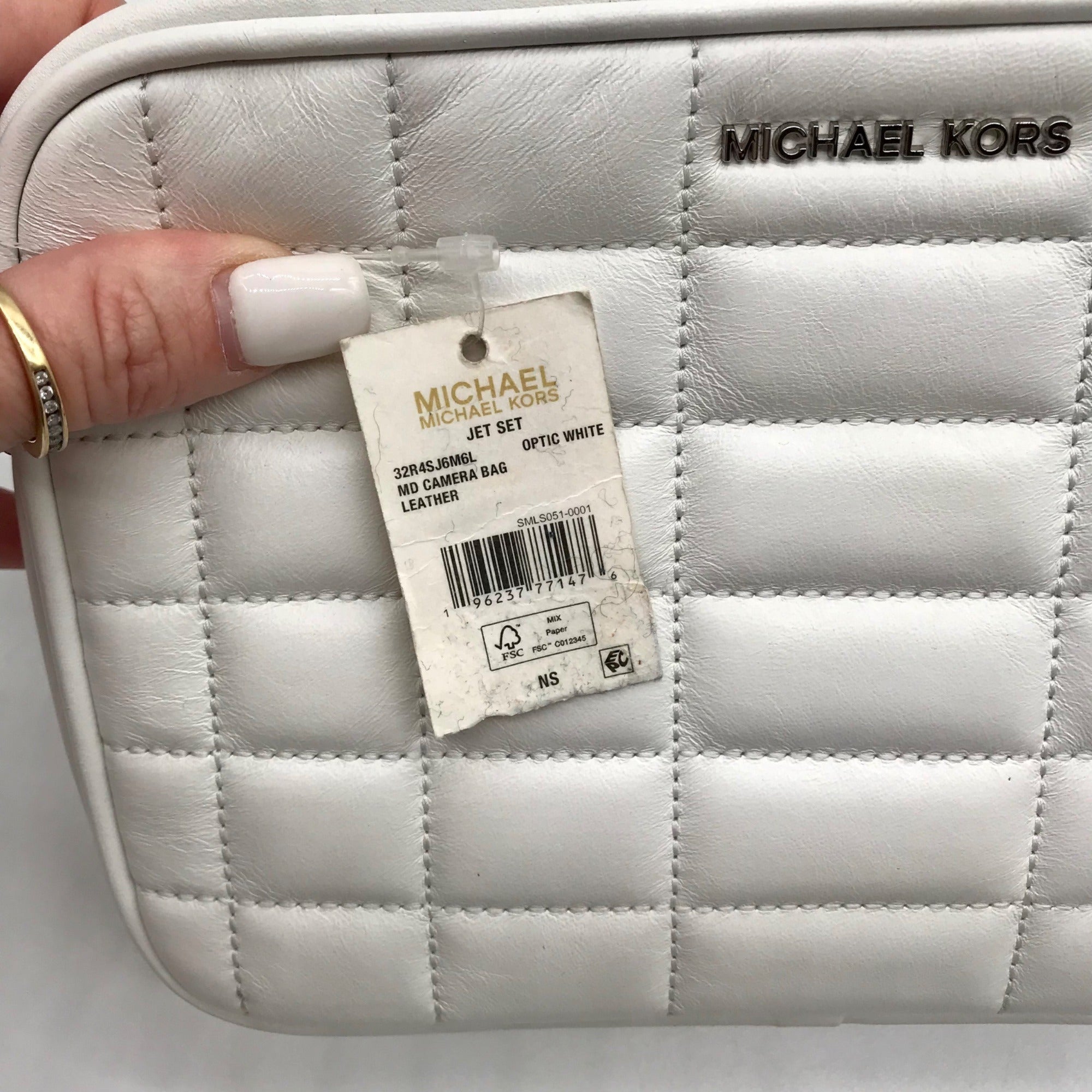 Michael Kors Optic White Quilted Leather Jet Set Crossbody Bag