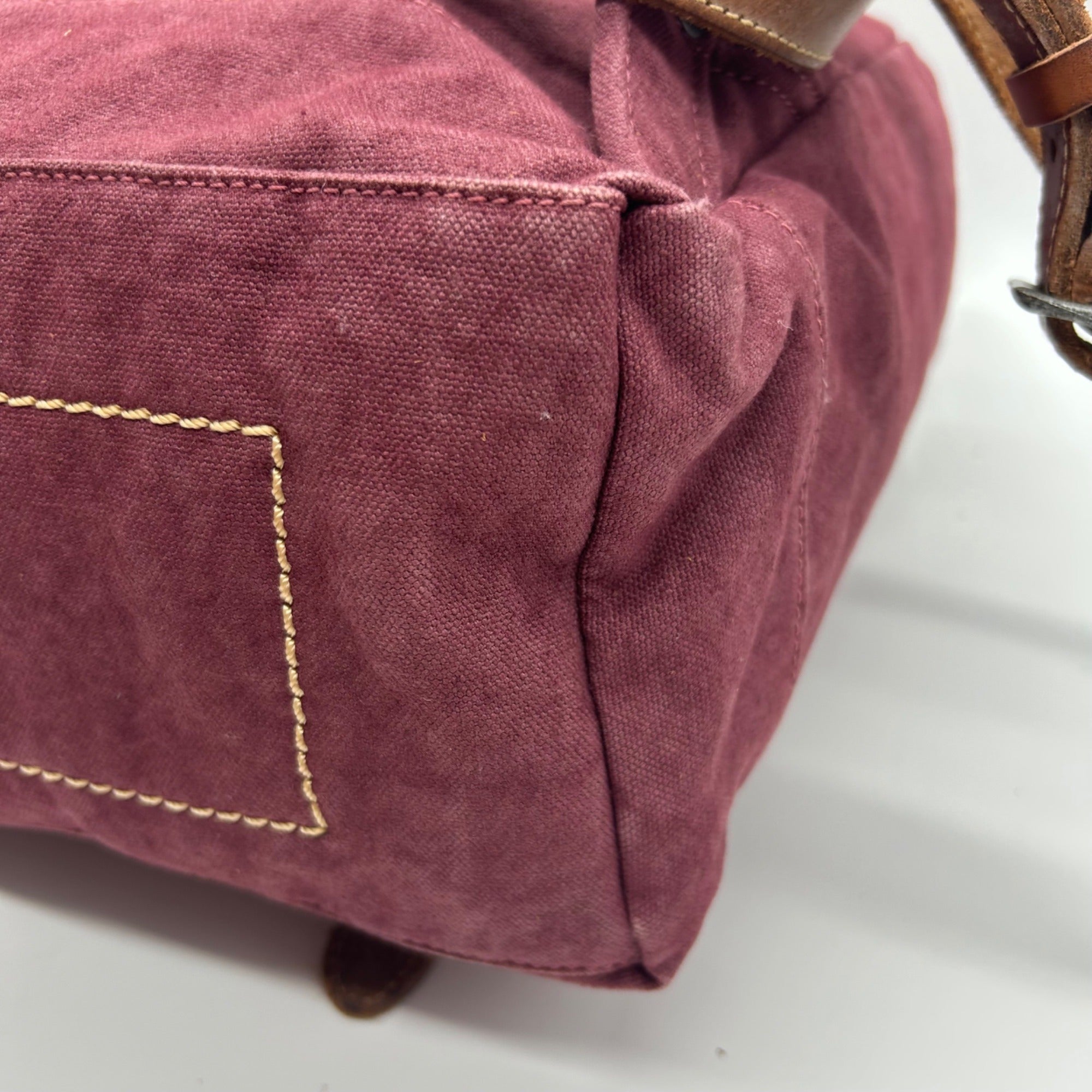 Old Trend Burgundy &amp; Brown Canvas With Leather Trim KnoxBackpack