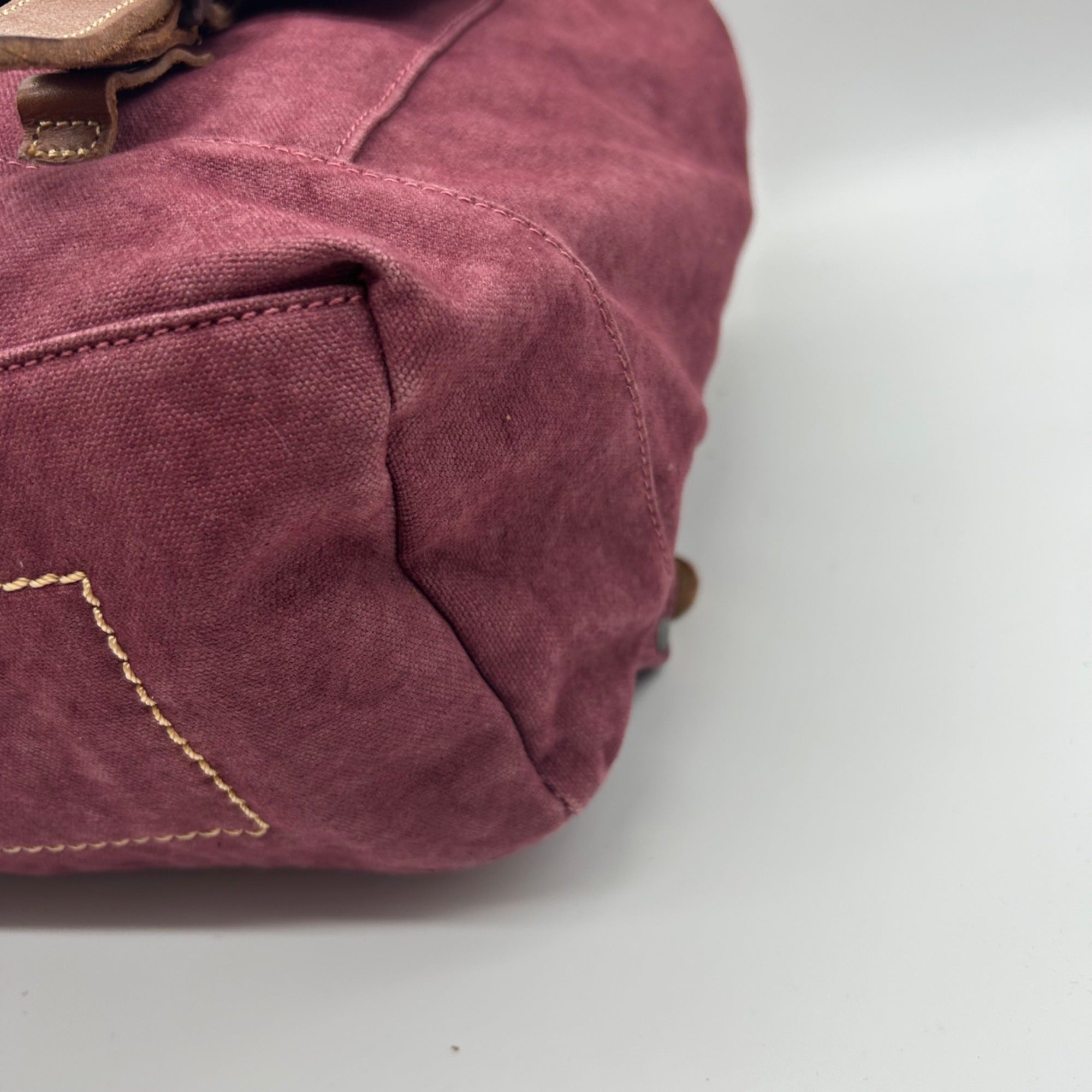 Old Trend Burgundy &amp; Brown Canvas With Leather Trim KnoxBackpack