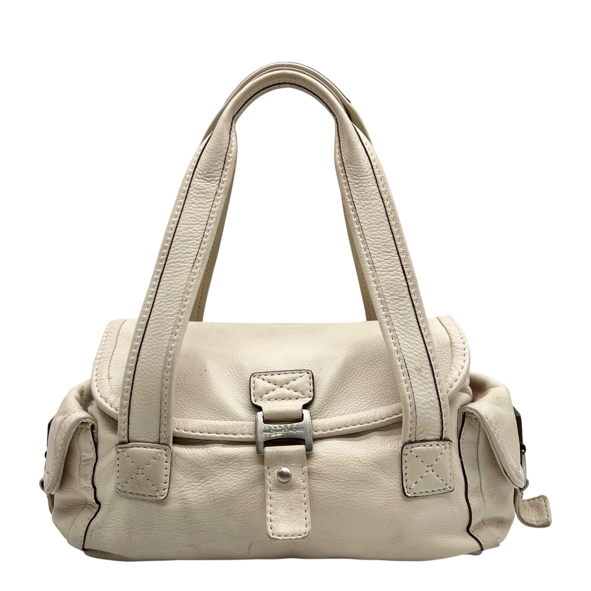 Michael Kors Ivory Pebbled Leather Vintage Shoulder Bag 