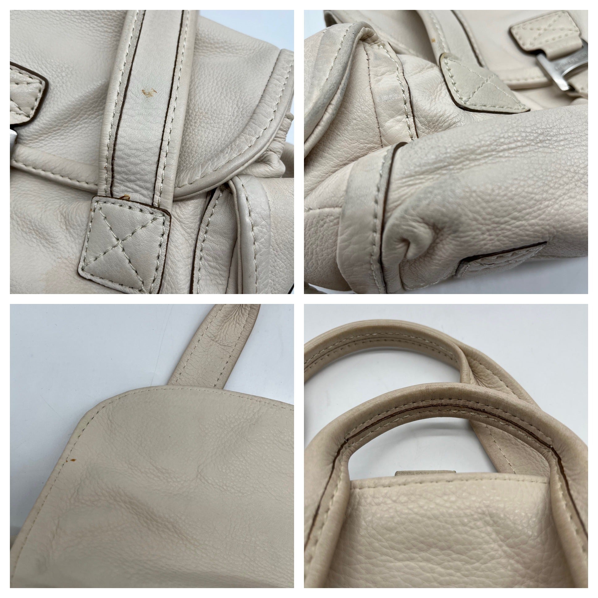 Michael Kors Ivory Pebbled Leather Vintage Shoulder Bag