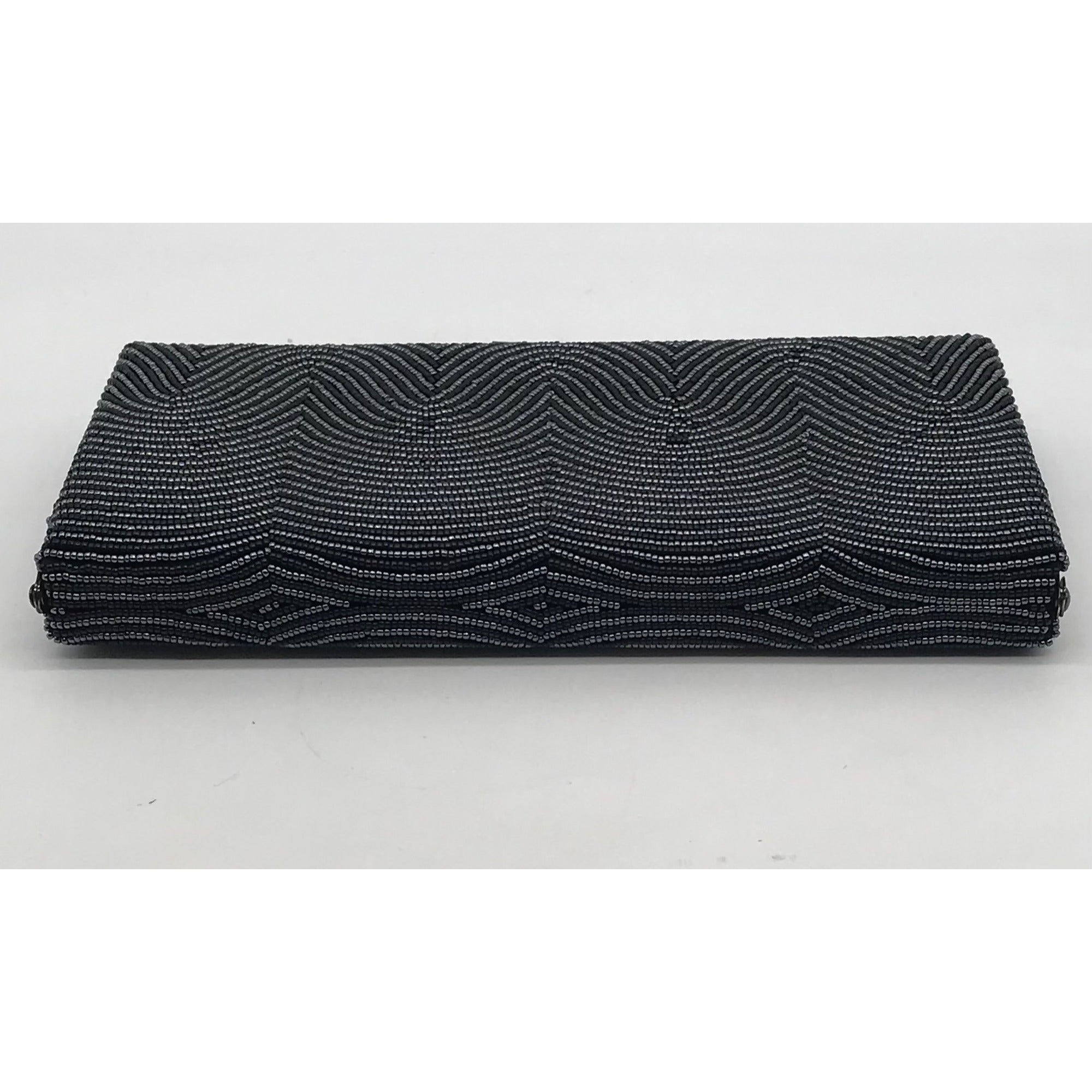 Sondra Roberts Black Beaded Box Clutch